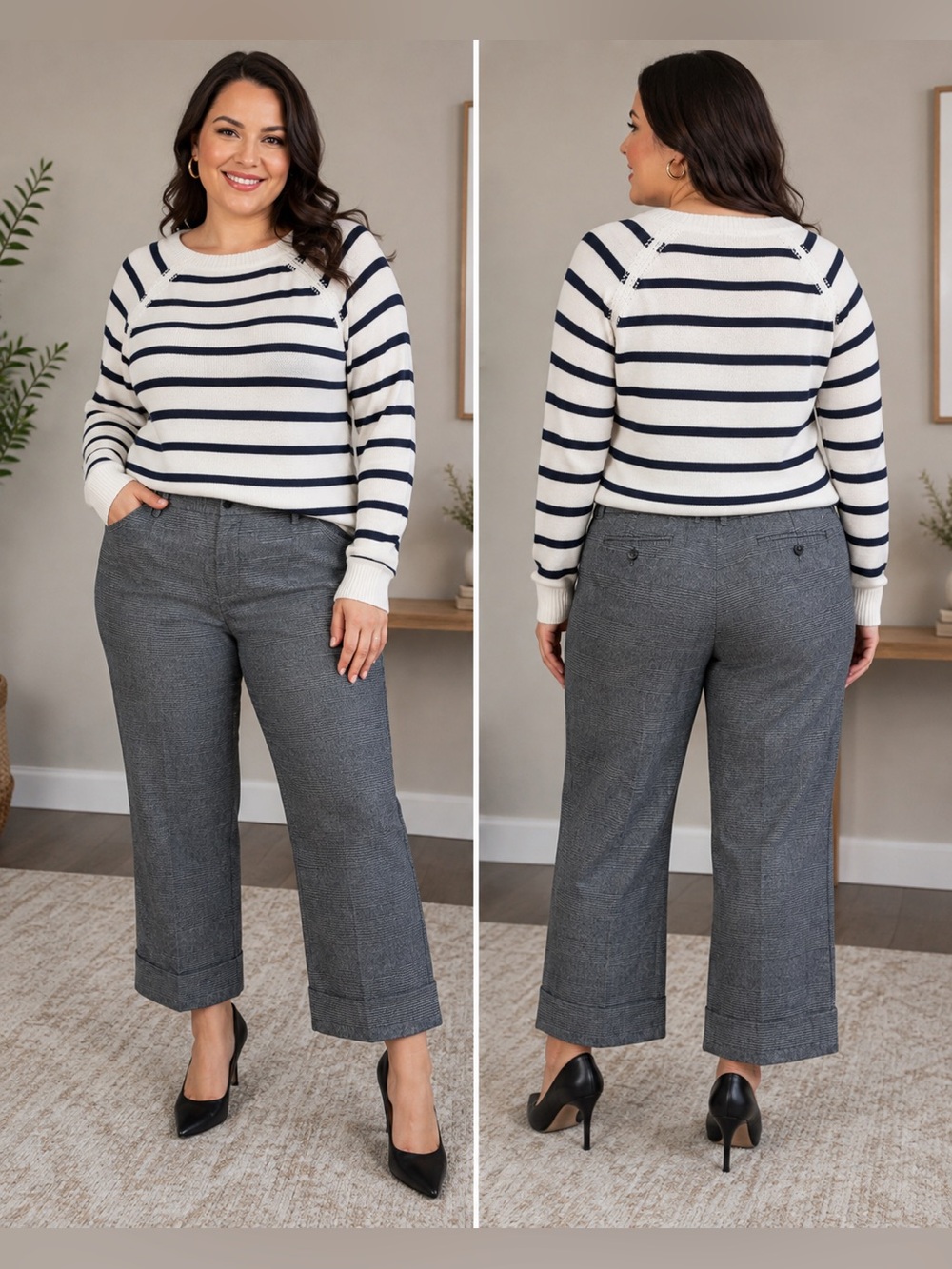 GAP Cropped Plaid Trousers – Size 6